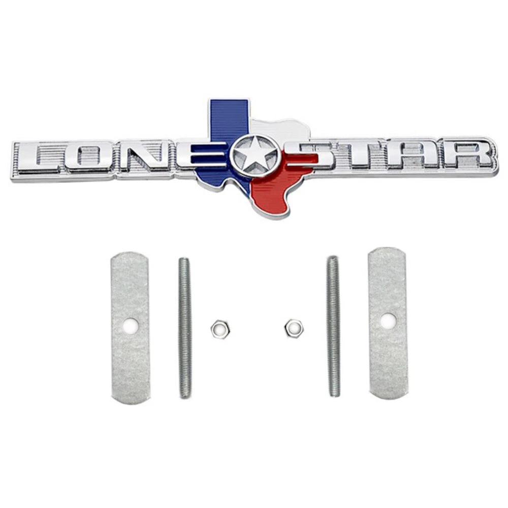 1pc Metal TEXAS LONE STAR Front Grille Emblem Car Badge Nameplate for Car Truck SUV Etc. Silver