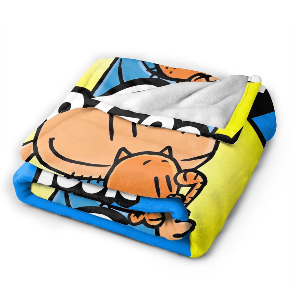 Dog Man Petey Cat Cartoon Blankets Wool Funny Warm Throw Blankets for Bedding Lounge Textile Decor