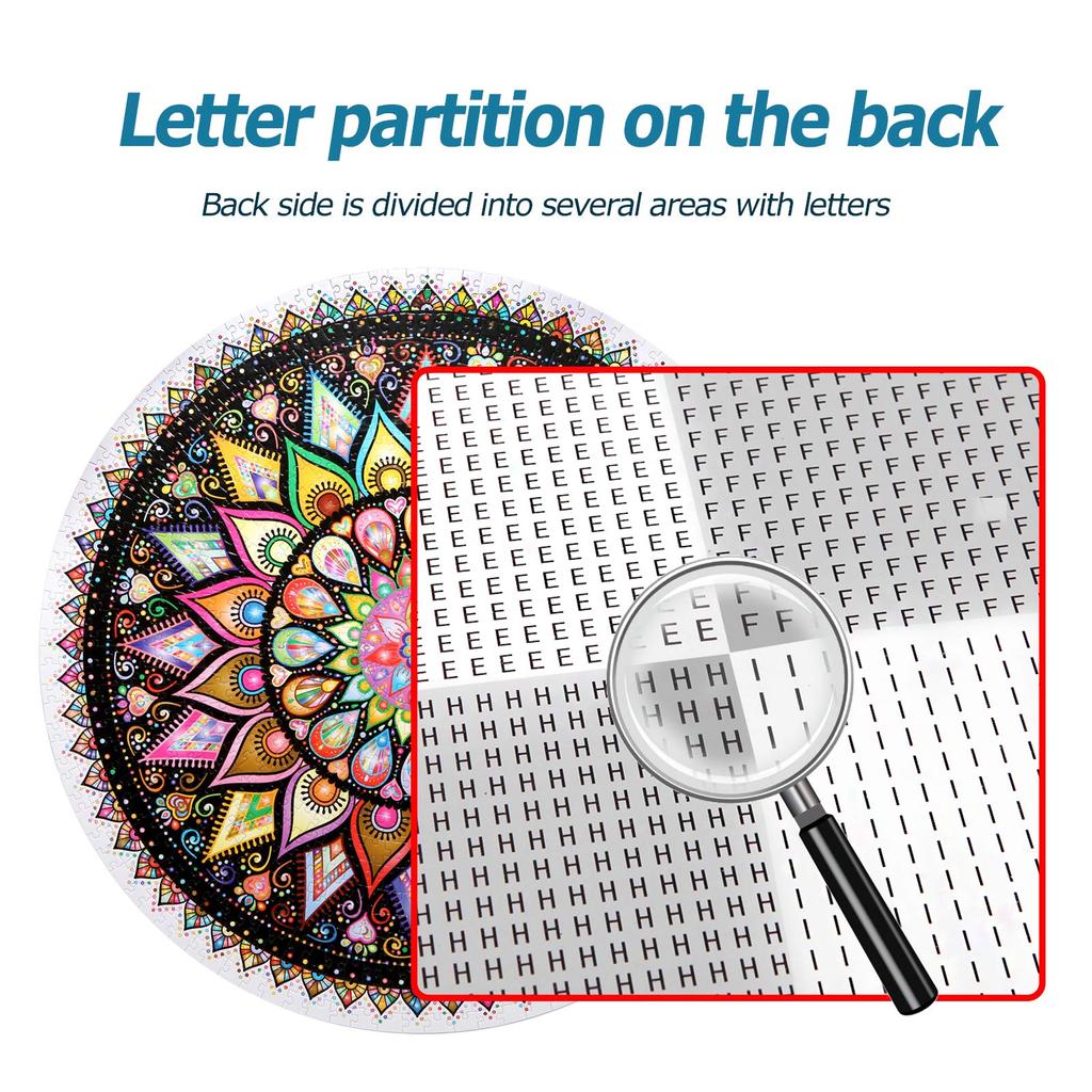 Bgraamiens Puzzle - Geometric Colorful Mandala - 1000 Piece Creative Geometric Round Blueboard Colorful Mandala Jigsaw Puzzle