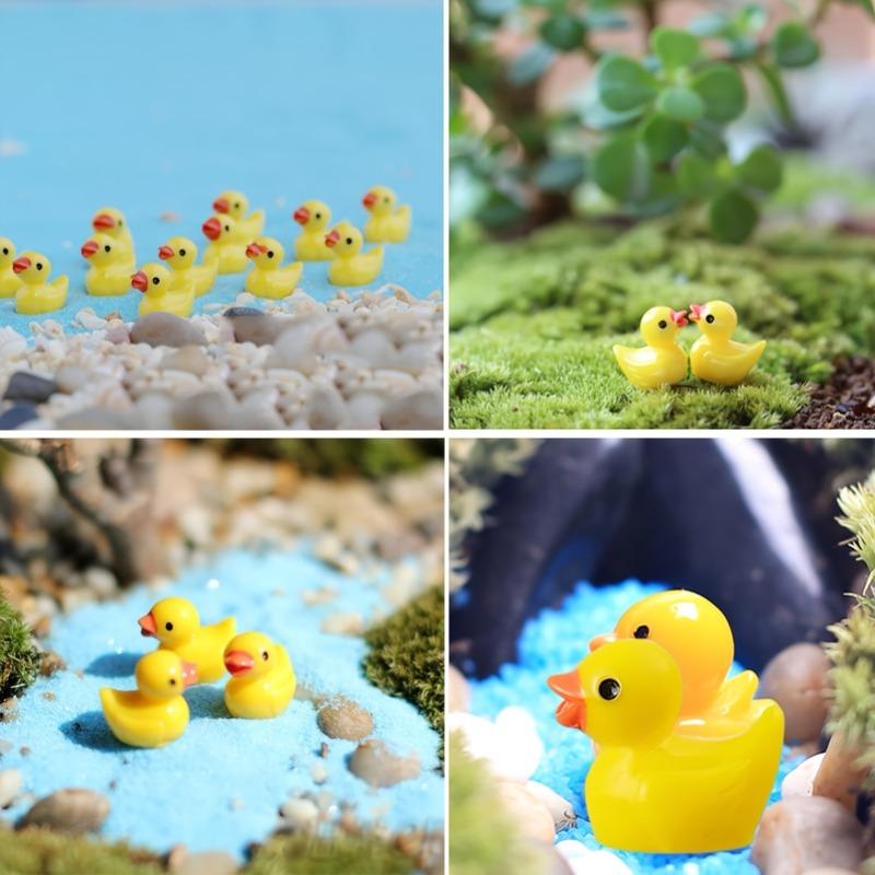 50pcs Yellow Mini Duck Resin Duck Statues Miniature Landscape Garden Aquarium Potted Plant Accessories Home Dollhouse Decoration