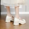 Coarse Heel Small Leather Shoes Single Shoes 2025 Spring and Autumn New Light Mouth French Sweet White Word with Mary Jane Shoes Women