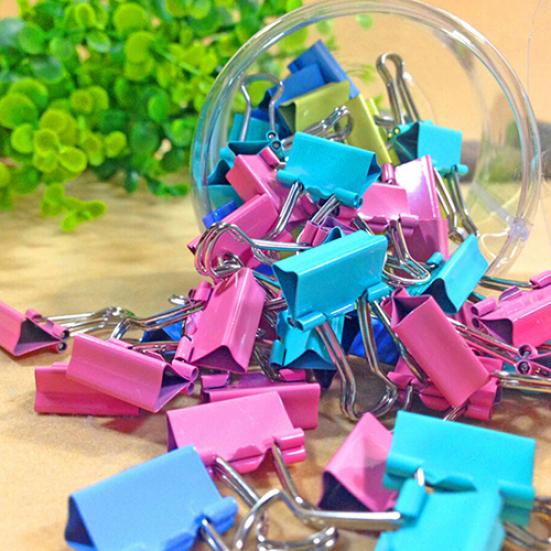 1 Tub Assorted Color Metal Paper Clamps Office Document File Ticket Binder Clips