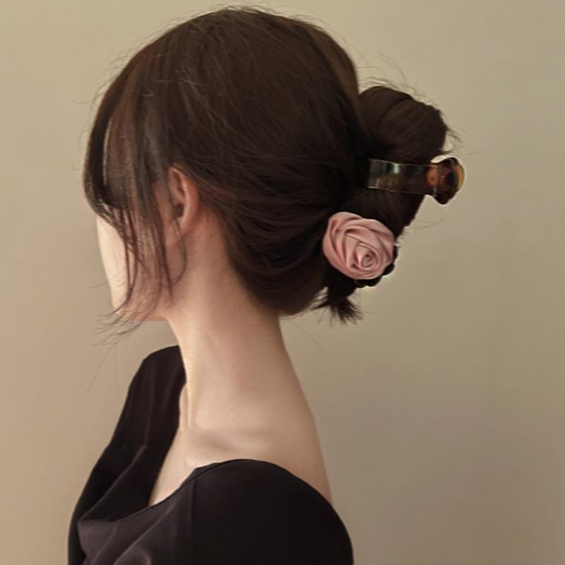 Non-Slip Satin Hair Claw Cute Ponytail Catch Strong Hold Princess Hairpin