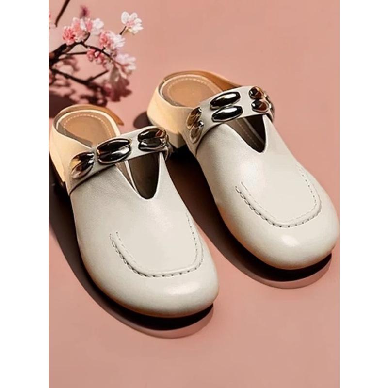 

Французские туфли-полусапожки на скрытой платформе, женские, 2025, новая летняя кожаная модель, туфли Мэри Джейн, сандалии, ленивые шлепанцы 40