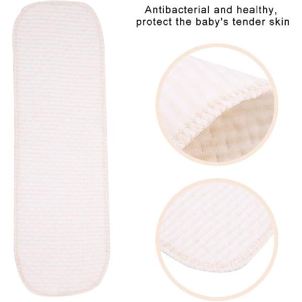 Fdit 10 PCS Baby Nappies Cloth Diapers Inserts Washable Reusable Nappy Liners for Newborn Infant Kids Organic Cotton