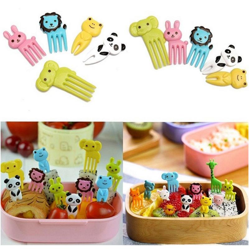 Animal Farm Fruit Fork Mini Cartoon Children Snack Cake Dessert Food Fruit Pick Toothpick Bento Lunches Party Decor Random Color