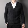 Fengxun Men's 100% Wool V-Neck Cardigan Sweater