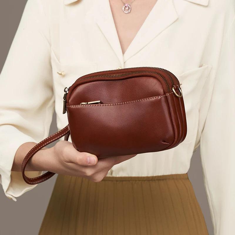 Genuine Leather Small Bag 2025 New Model, Fashionable and High-end Multi-layer Shoulder Bag, Versatile Cowhide Commuter Bag for Women, Crossbody Bag