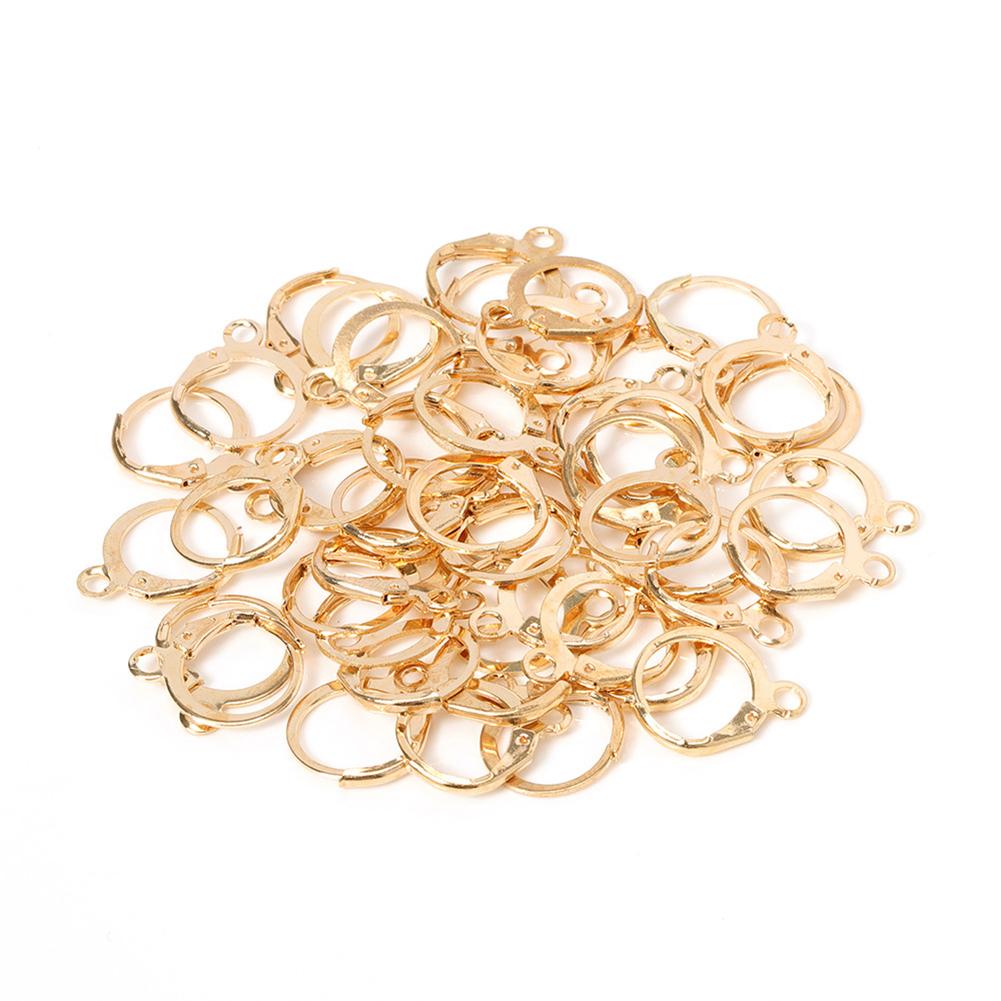 50Pcs Ear Hook Gold Silver Plated Iron Lever Back Earring Hooks For DIY Earring Jewelry Daily Making Supplies