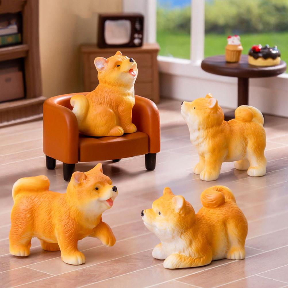 6Pcs Mini Decoration Hand-Painted Resin Small Dog Statues for Garden Patio Indoor Outdoor Miniature Puppy Sculptures