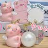 Magnetic Pearl Pig Keychain Resin Backpack Key Ring Bag Accessories Animal Couple Pendants  Gift