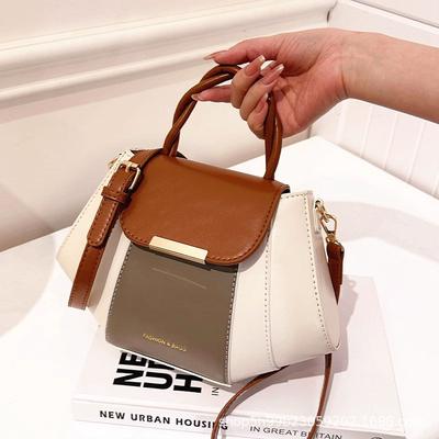 Contrasting Color Portable Small Bag Women's Spring and Summer Niche Design Versatile Small Square Bag Premium Texture Shoulder Bag