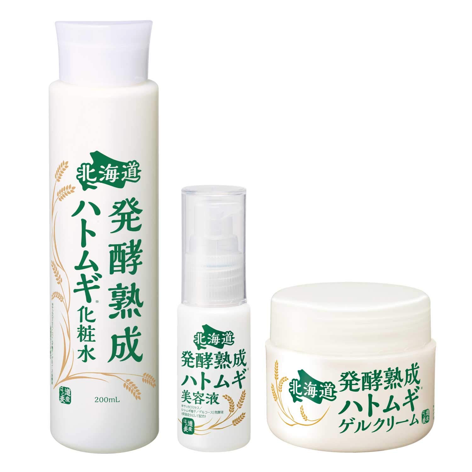 Crude Hokkaido Fermented and Aged Job s Tears 3-Piece Set [Lotion 200ml + Serum 30ml + Gel Cream 100g] Refreshing Herb Scent (Made with Job s Tears