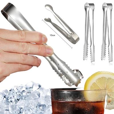 Stainless Steel Ice Tongs Coffee Sugar Cubes Small Clips BBQ Meat Tong BBQ Bread Food Clamp Wedding Birthday Party Kitchen Tools