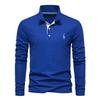 Trend Hub New Men's Deer Embroidery Polo Shirts Solid Color Long Sleeve Social Business Male