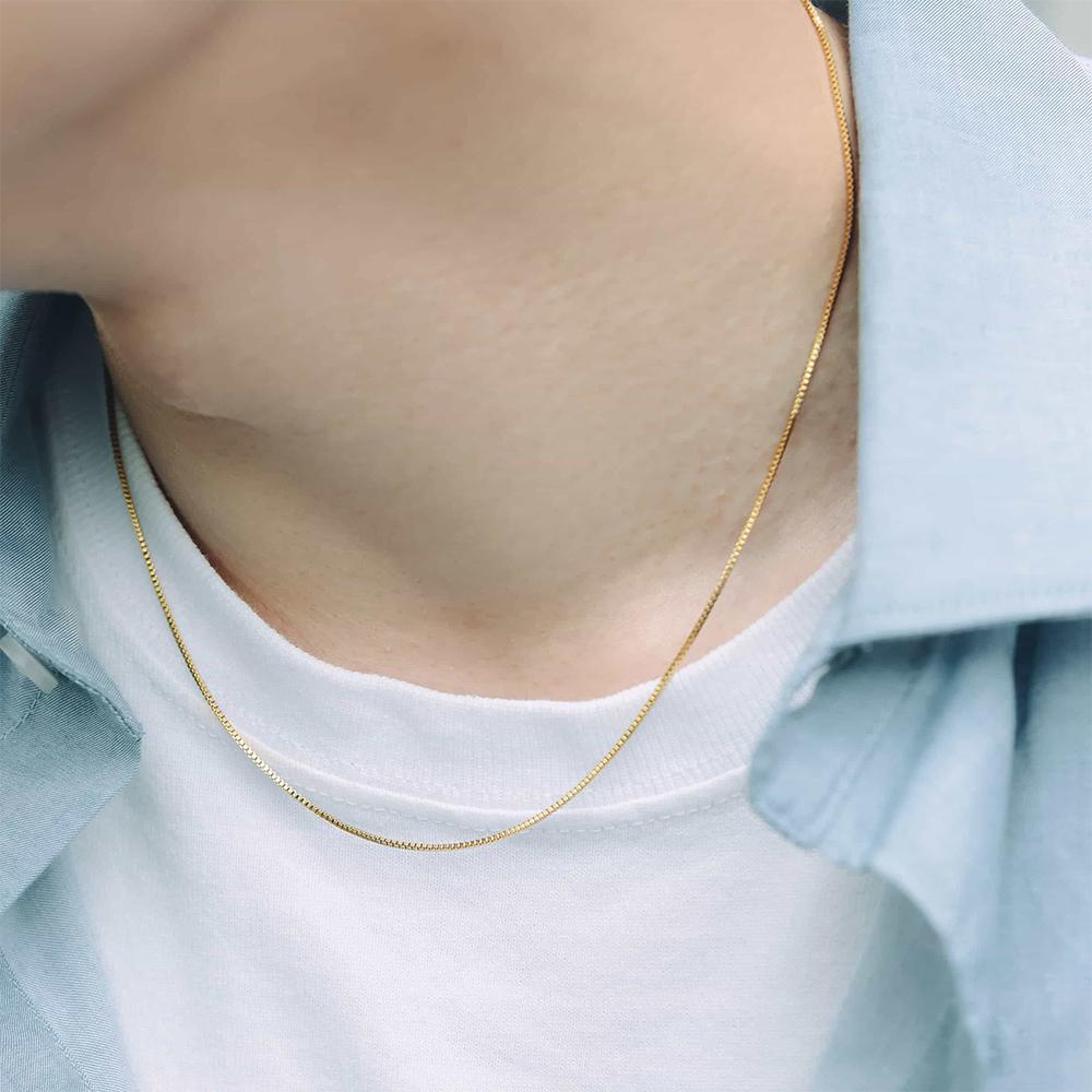 EManco Fashion Hypoallergenic Fine Jewelry Hip Hop Stainless Steel Gold Box Chain Necklace Jewelry Mens