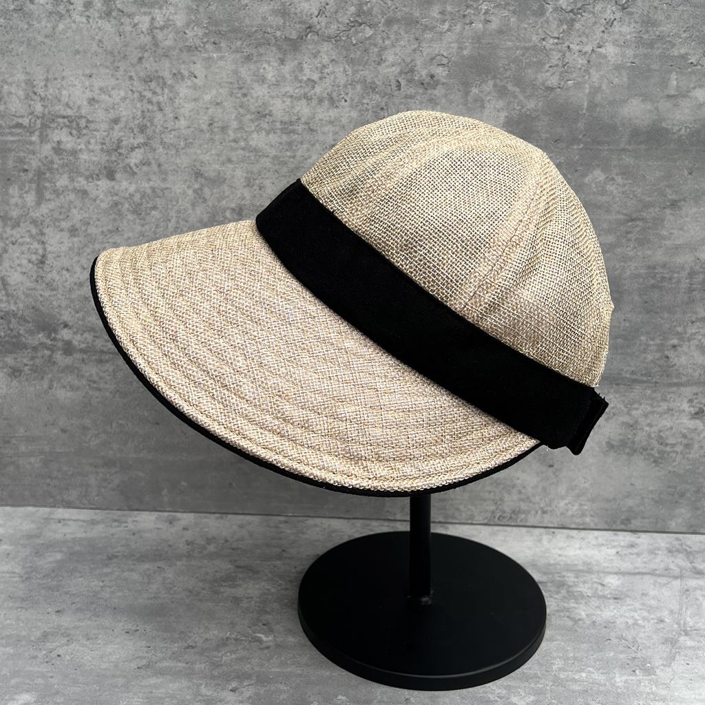 Order wide-brimmed bucket hat women's summer sun hat with a small face and a high ponytail duck tongue sun protection hat