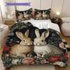 Rabbit Pattern Bedding Quilt Set Quilt Cover Pillowcase Home Decoration Birthday Gift (1 * duvet cover + 2 * pillowcase, without core)