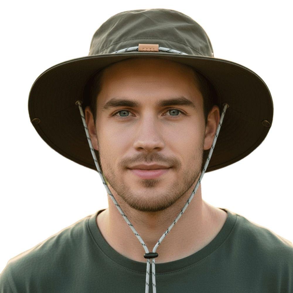 Fashion Rope Chain Men Bucket Hat Uv Protect Waterproof Sun Hat Breathable Sunshade Fishing Cap Summer