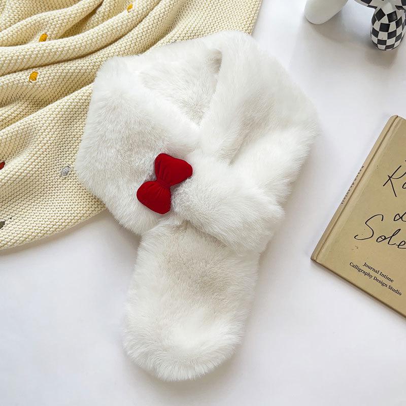

2024 Women s Winter Plush Scarf: Cute, Warm & White Neck Warmer