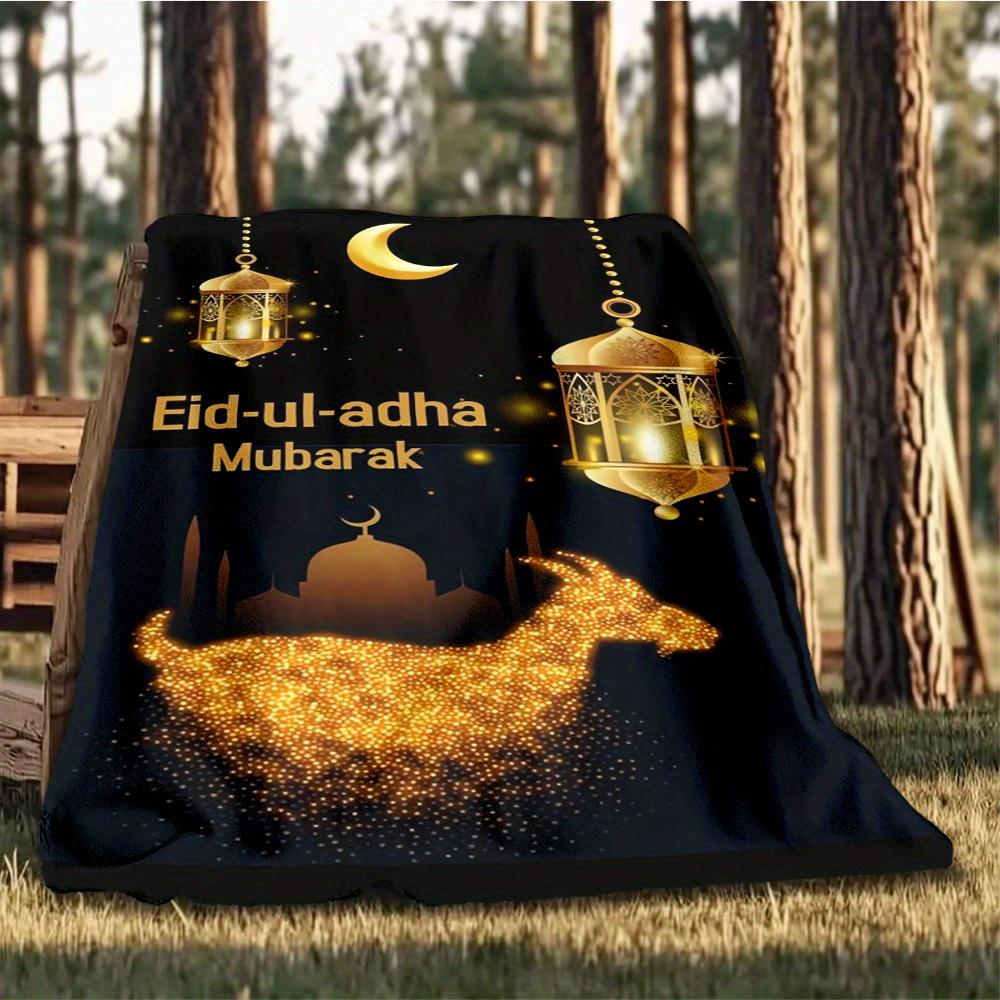 1pc Eid-ul-adha, Mubarak, Festival Digital Printed Flannel Blanket, Super Soft Plush Fleece Bed Cover, Multipurpose Four Season Blanket for