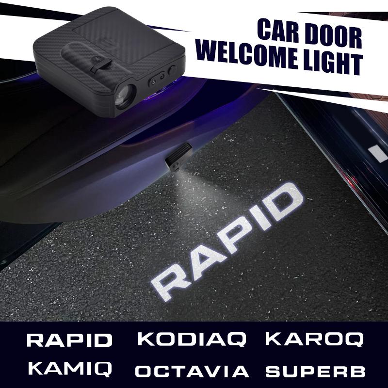Car Projector Lamp For Skoda Karoq Kodiaq Superb Octavia Kamiq Rapid Interior Lights LED Courtesy Wireless Accessories