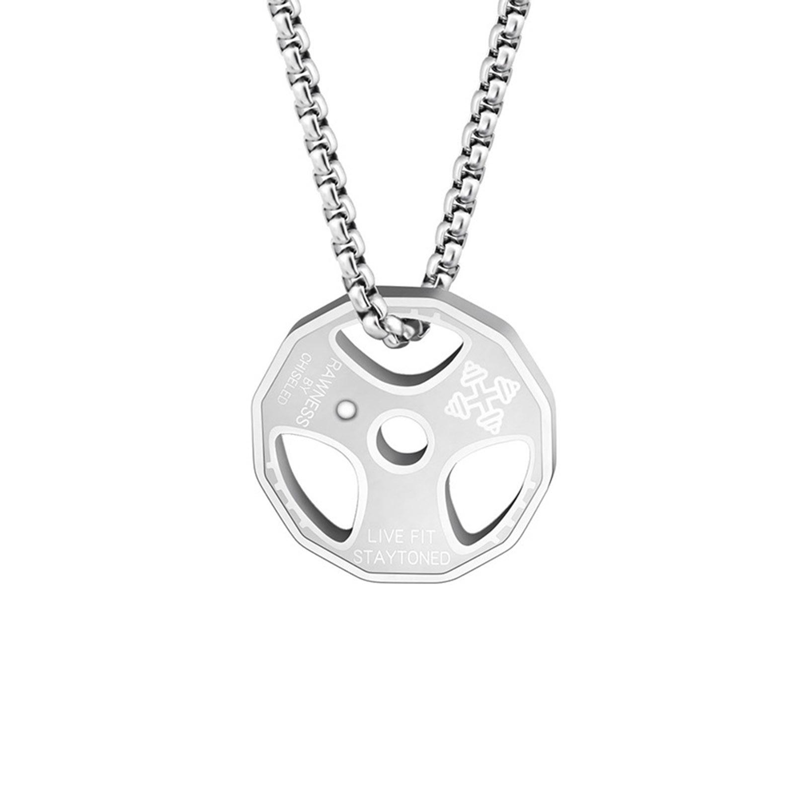 European and American Necklace Fitness Dumbbell Sports Barbell Necklace Men Trend Pendant Titanium Steel Jewelry