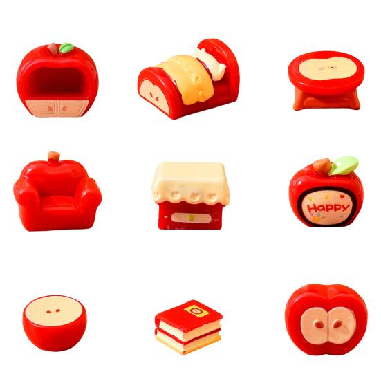 Miniature Dollhouse Furniture Accessories Mini Resin Fruit Theme Sofa Bed Table Bookshelf Statue for Fairy Garden Micro Landscape Home Decor