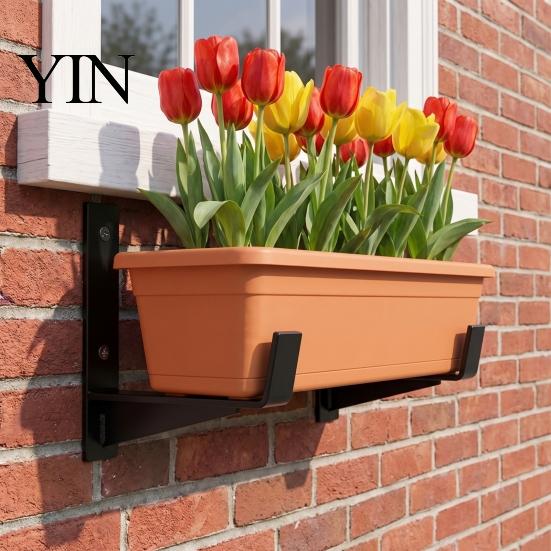 Heavy Load Plant Container Hangers 2PCS Flower Box Brackets, Wall Mounting Planter Reinforced Versatile Storage Hooks for Home Thick Iron Structure