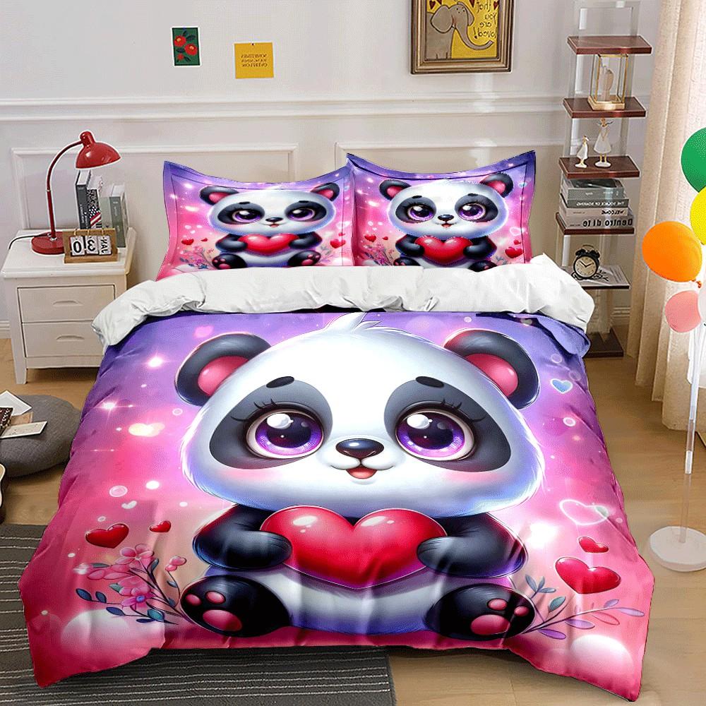 Cute Panda-Themed Gift Set Exquisite Three-Piece Bedding Set Gift For Kids And Adults
