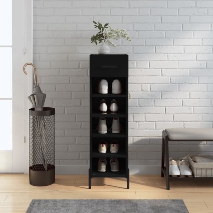 VidaXL Armoire à chaussures noir 30x35x105 cm bois d'ingénierie 829685