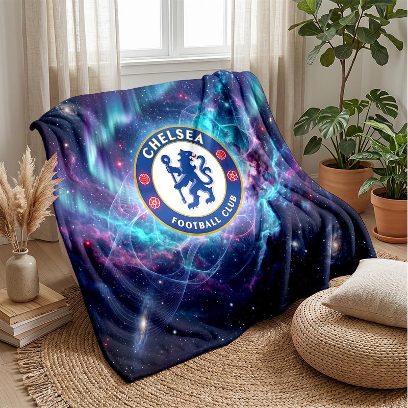 Chelsea FC Theme Blanket Soft Flannel Blanket Plush Throw Blanket Cozy Sofa Bed Blanket for Home Decor