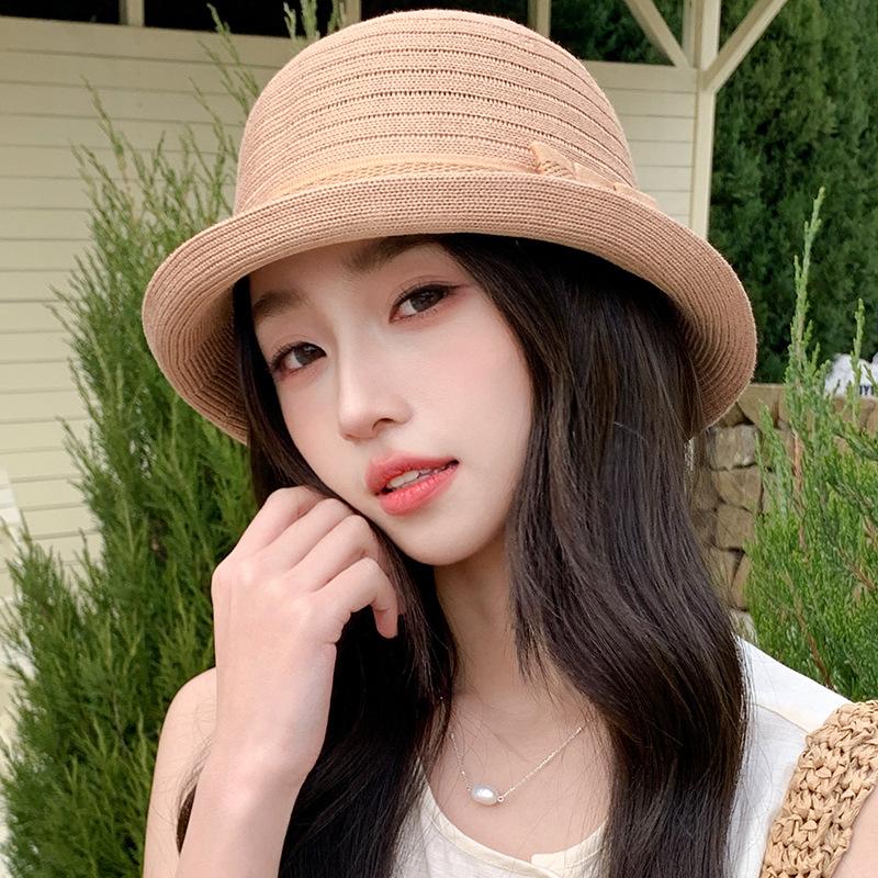 Summer hat women's sunshade sunscreen bucket hat temperament knitted versatile sun hat