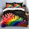Rainbow coral, starry background. Bedding sets Duvet cover sets Duvet covers Pillowcases(1 * Duvet Cover 2 * Pillowcases without duvet insert)