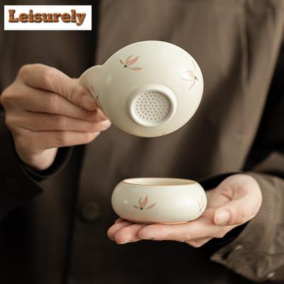 Orchid Wind Chime Gourd Ceramic Tea Separator Infusor Traditional Tea Strainer Dispenser Tea Making Tea Filter Teaset Tableware