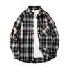 Men S Hong Kong Style Plaid Long Sleeve Casual Shirt Plus Size