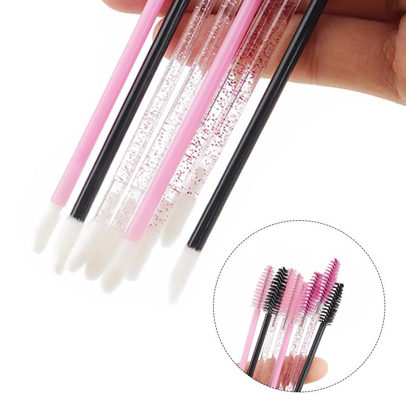 50-Piece Pack: Disposable Eyelash & Lip Brushes with Crystal Rod