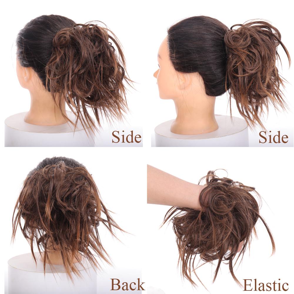 Syntetisk Chignon rotete Scrunchies Elastisk bånd hårbolle Rett oppsatt hårpynt Høy temperatur fiber Naturlig falskt hår