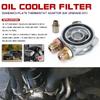 15 Rows 1 Set T-MODEL Oil Cooler Kit + Thermostat Oil Filter Sandwich Adapter + Nylon Steel Braided AN10 Hose+Mounting Bracket