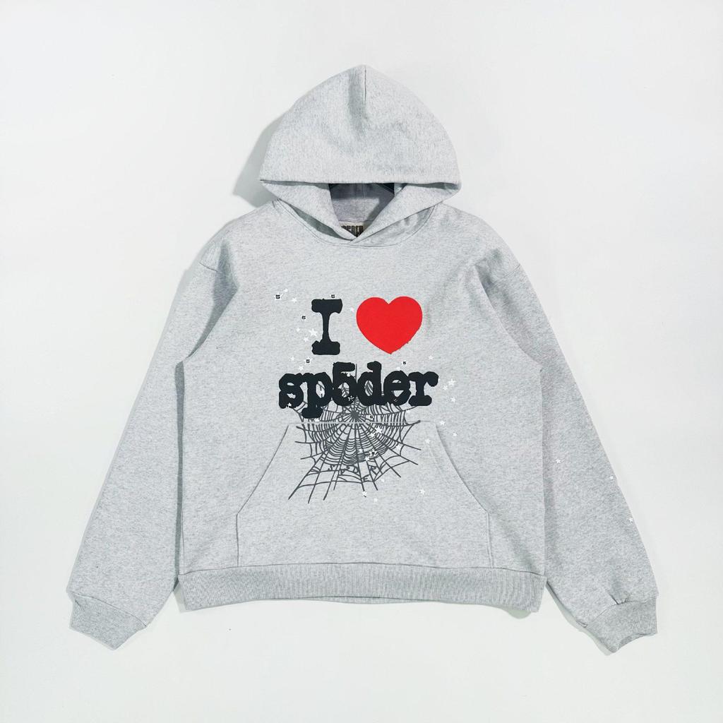 Sudadera con capucha Sp5der Versión Alta Estampado de Telaraña: Ajuste Americano de Moda para Hombre