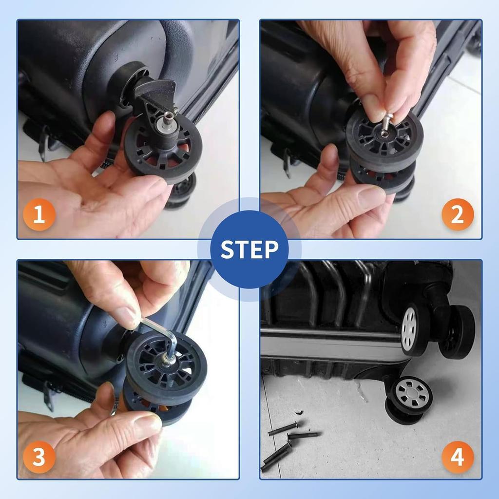 Luggage Spinner Wheel Repair Set, 4 Suitcase Tires, 2.2" Swivel