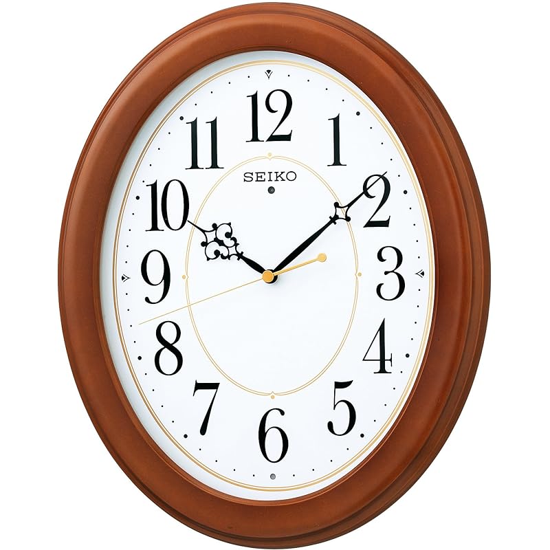 

Seiko clock Clock) seiko clock wall clock radio waves analog oval shape wooden frame tea bare wood KX390B