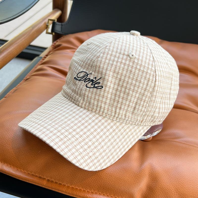 Spring and Summer Letter Embroidery Soft Top Baseball Cap Female Fresh Versatile Plaid Cap Showing Face Small Male Trend