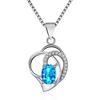 Mingchi Fashion Heart-shaped Blue Topaz Silver Necklace for Women - Simple Korean Clavicle Chain with Natural Crystal Gemstone