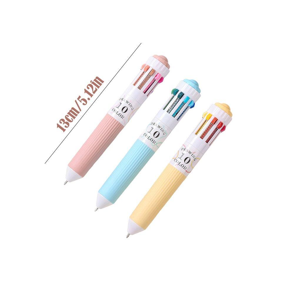 10 Color Cartoon Press Pen 0.8mm Mechanical Ballpoint Pen Colorful Drawing Ballpoint Pen Student Gifts Children's Prizes