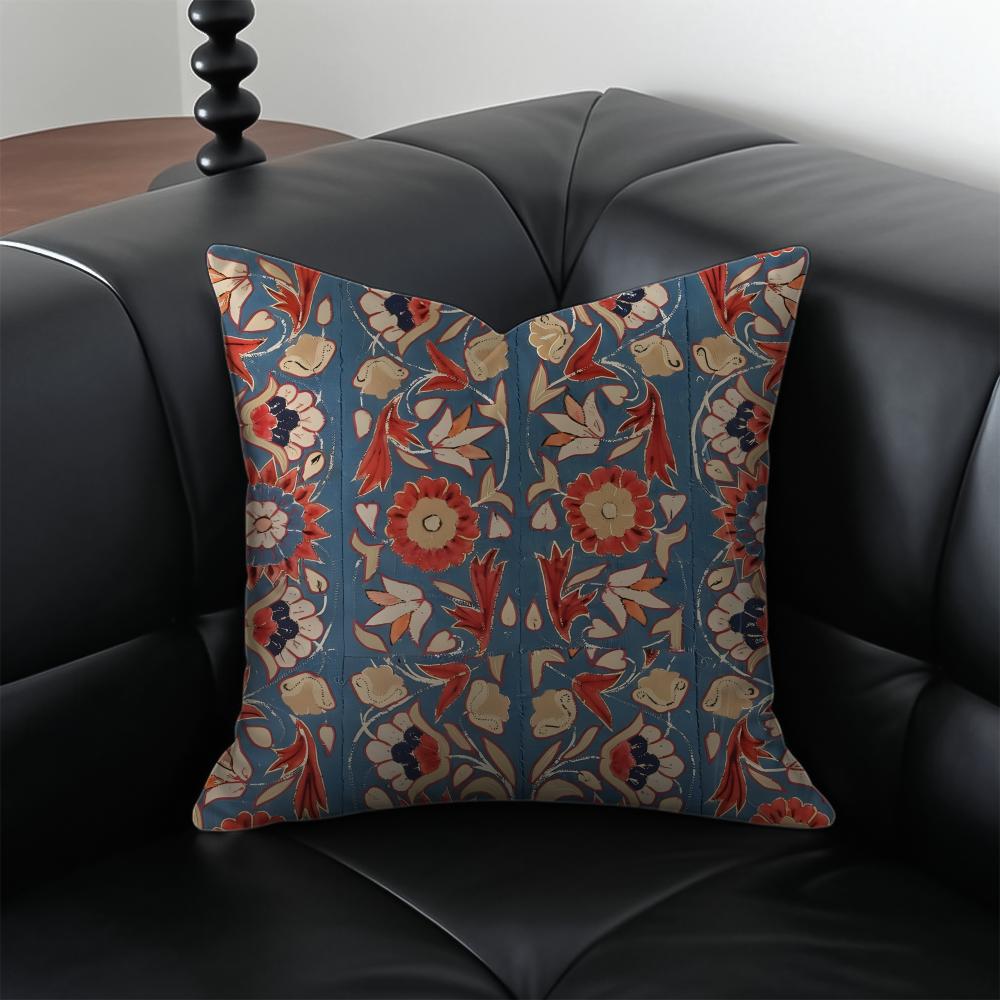 Vintage Persian Style Pillow Cushion Cover Pillow Case Anti-Dustmite Invisible Zipper Silky Plush Cushion