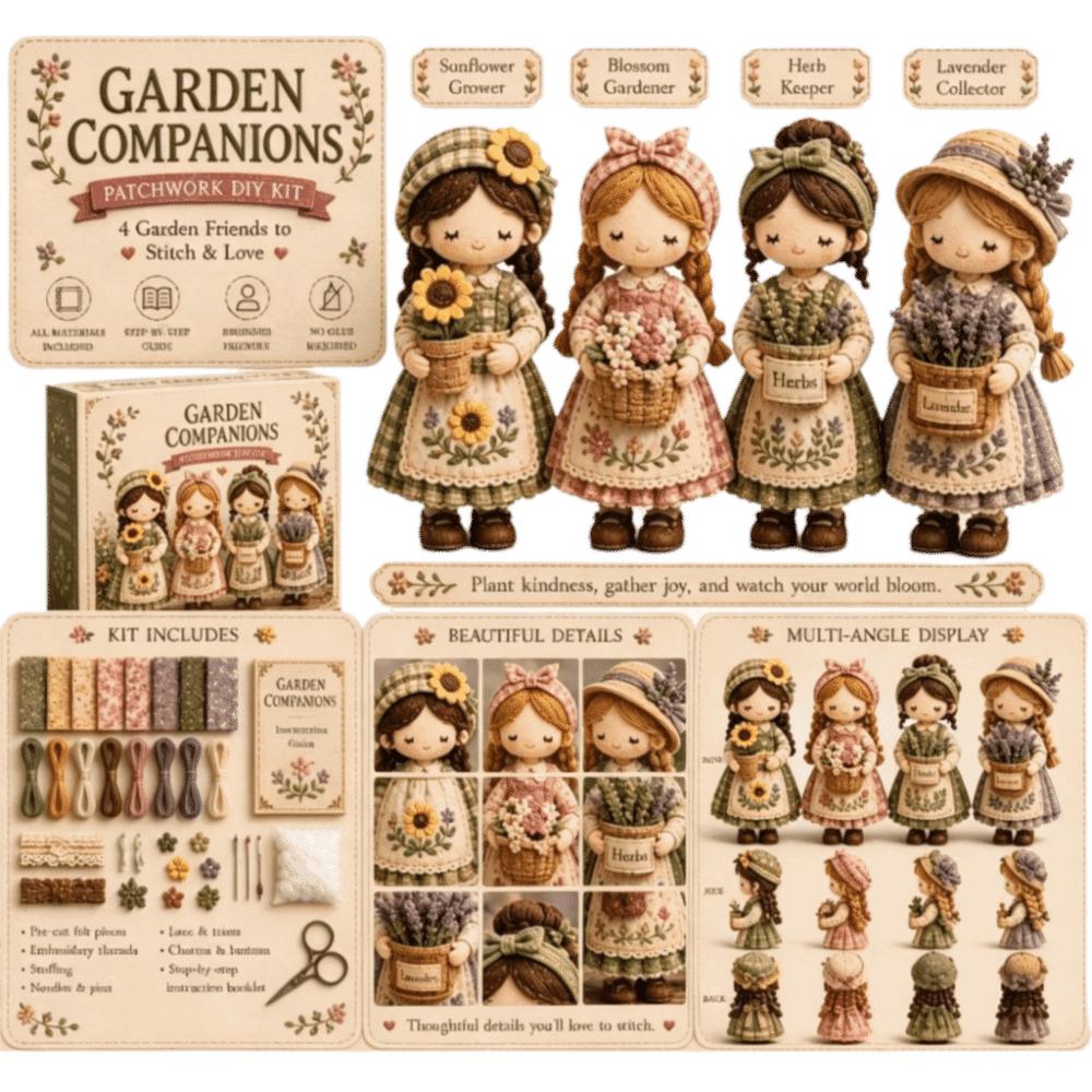Telas Florales Niña Pequeña Patchwork Juguete Creativo Hecho a Mano Decoración Paquete de Materiales Kit de Costura DIY Kit de Figuritas Patchwork