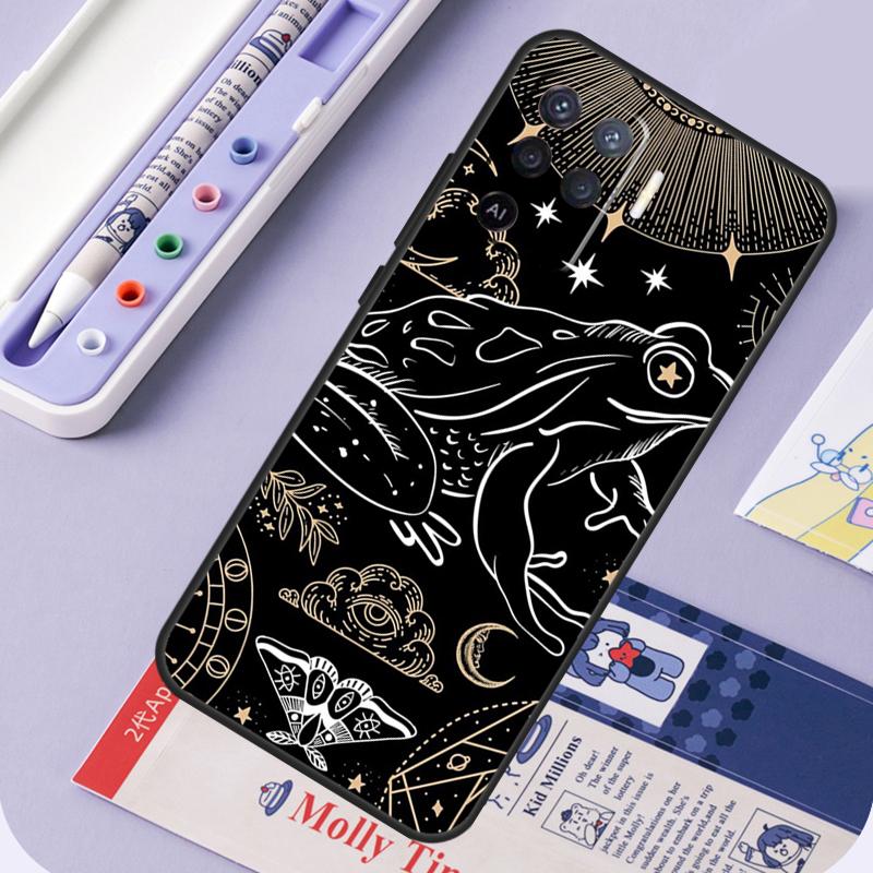 Cottagecore Magic Mushroom Frog Moon Phone Case For OPPO A52 A72 A53S A94 A74 A54 A15 A16 A1K A5 A9 A31 A53 A83 A91 A93 Cover