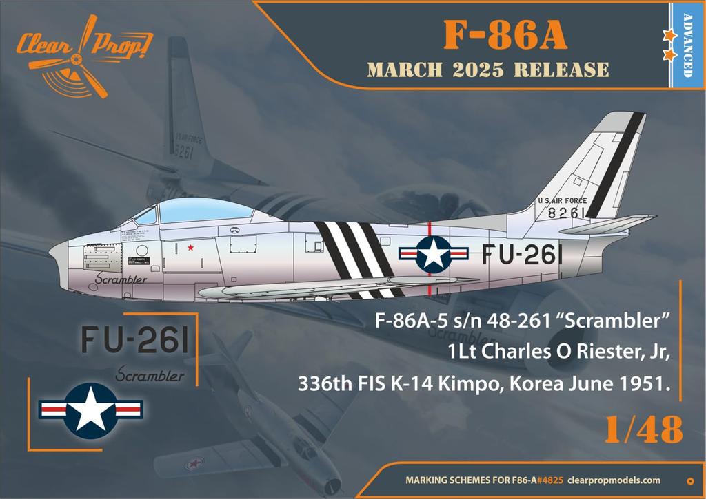 Clear Scale American Sabre Early Model Korean Specification Plastic Model Kit CPU4825 Prop! 1/48 F-86A (Airplane)