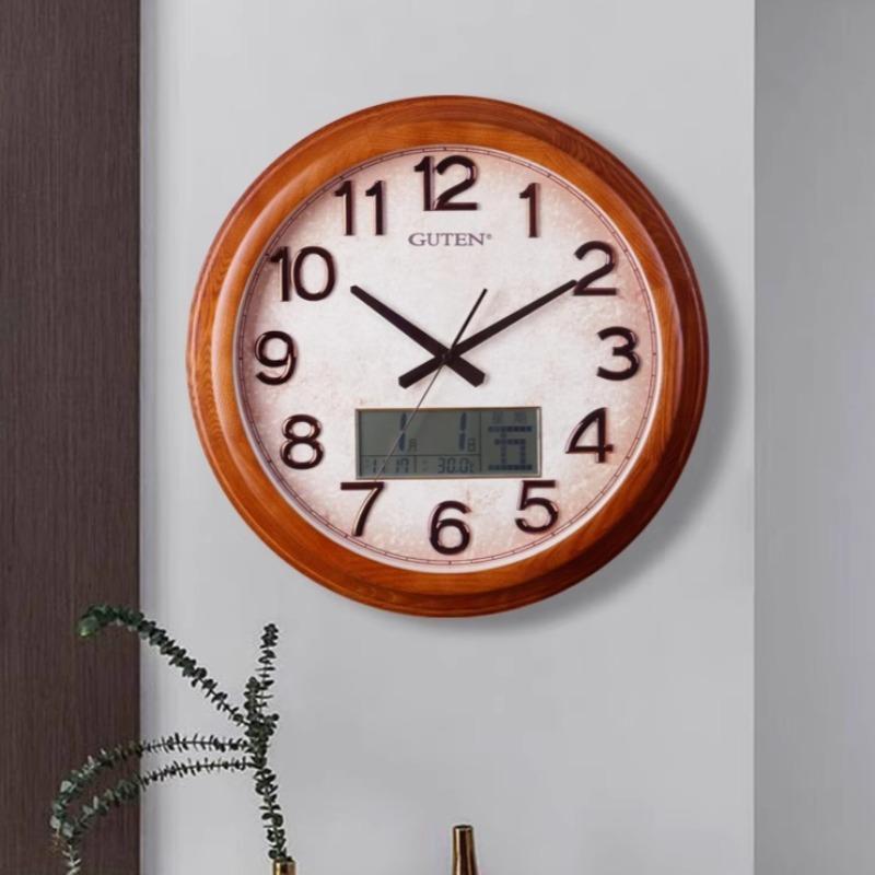 Vintage Wall Clock LCD Display Wall Watch Silent Elegant Large Decorative Clock Minimalist Luxury Aesthetic Living Room Watches